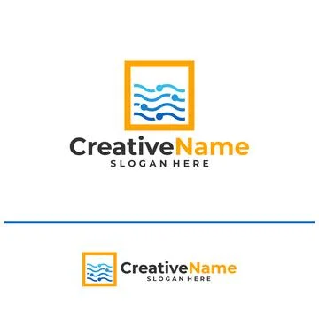 Tech water logo design vector template, Creative tech water waves logo conc.. Illustrazione stock