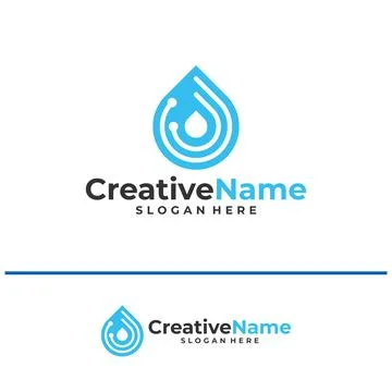 Tech water logo design vector template, Creative tech water drop logo conce.. イラスト素材