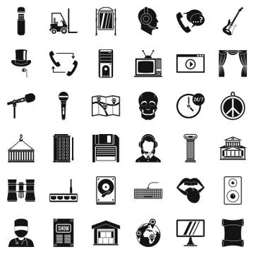 Tech widget icons set, simple style Stock Illustration