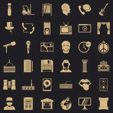 Tech widget icons set, simple style Stock Illustration