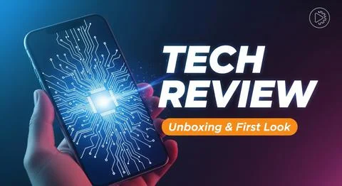 Tech YouTube Thumbnail Template editable Illustrazione stock