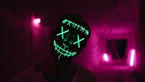 Tech Zombie Smile With Neon Light Stock Footage 317620268