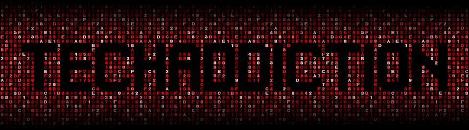 Techaddiction text on hex code illustration Stock-Illustration