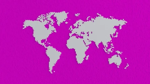 Techie 3d abstract world map pink background Stock Footage 106892109