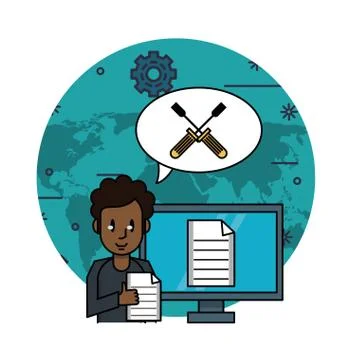 Techinical support for computer Stock Illustration