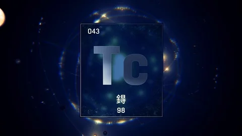 Technetium as Element 43 of the Periodic Table 3D animation on blue background 스톡 동영상 126457587