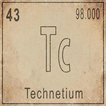 Technetium Element Card from Periodic Table on Vintage Old Paper Stock Illustration