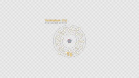 Technetium Tc Bohr Atom Model Labeled Animation Video Overlay Alpha 4K Stock-Footage 339369575