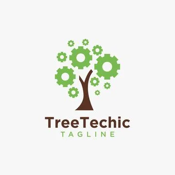 Technic gear tree logo Stock Illustration