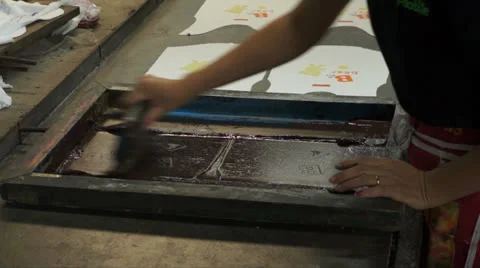 Technic process manual silk screening. Stock Footage 24817274