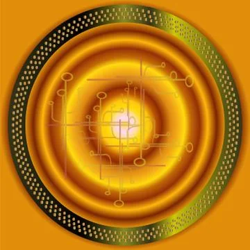 Technical Abstract golden circle background vector Stock Illustration
