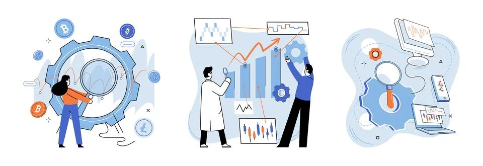 Technical analysis. Big data analysis provides valuable insights into marke.. Stock Illustration