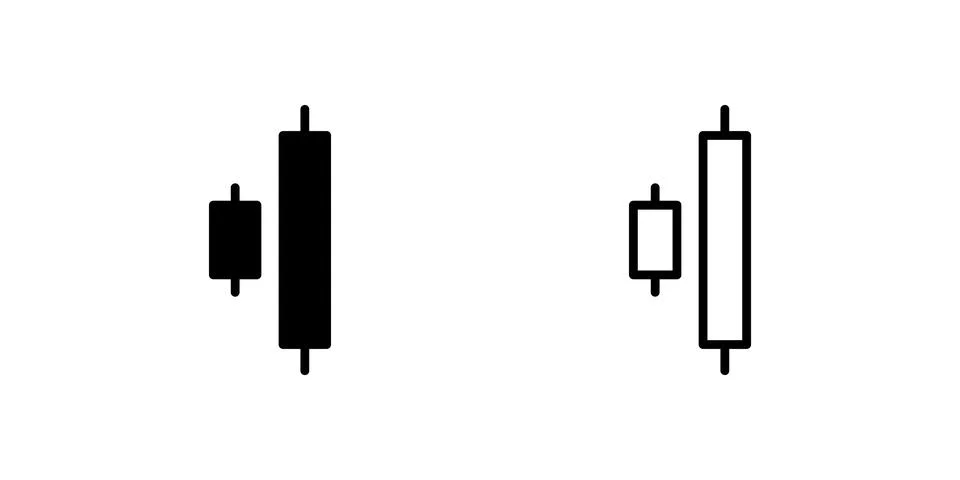 Technical analysis bullish engulfing candlestick pattern icons for trading .. Stock Illustration