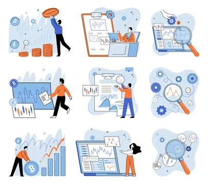 Technical analysis. Businesses rely on technical analysis to assess economic Stockillustratie
