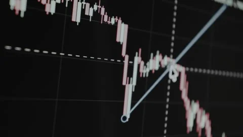 Technical analysis chart showing candlestick patterns and trendlines Stockbeeldmateriaal 328847675