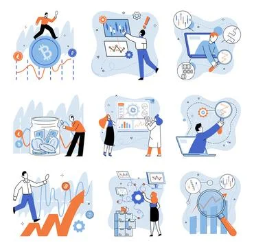 Technical analysis. The exchange information and ideas is crucial for Stock Illustration