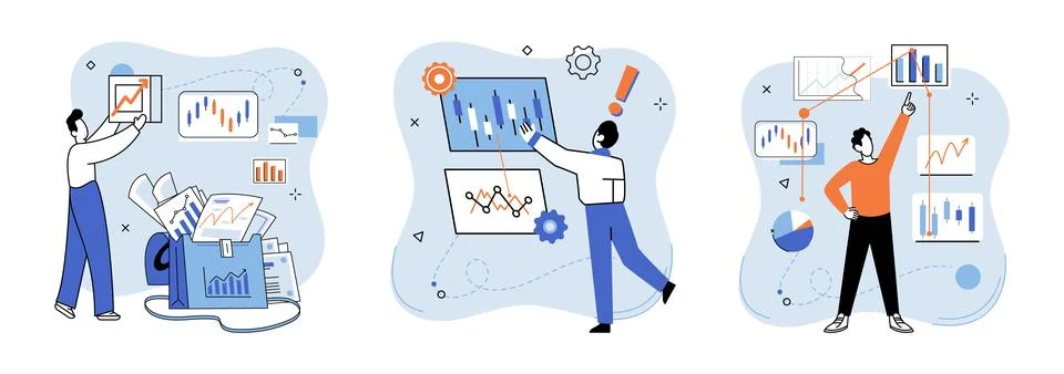 Technical analysis. Identifying and predicting market trends is key aspect イラスト素材