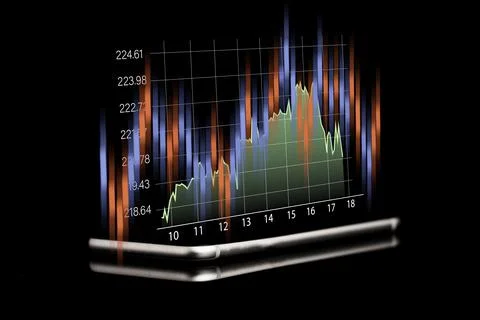 Technical analysis investment graph for trader , Stock market investment Foto stock