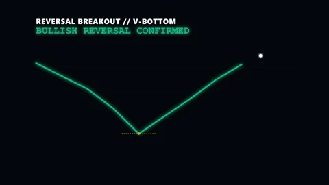 Technical analysis of market reversal, v-bottom formation, and support brea.. 스톡 동영상 343285236