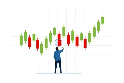 Technical analysis trader concept to analyze stock or crypto currency market Illustration