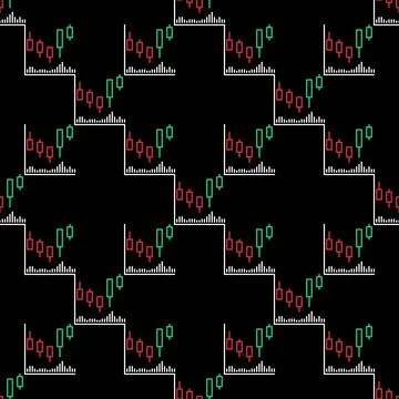 Technical Analysis vector Candlestick outline seamless pattern 스톡 일러스트