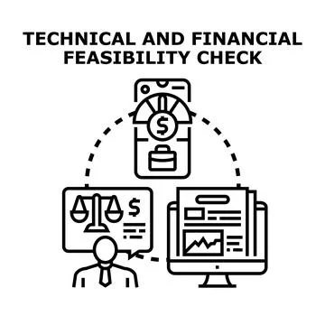 Technical and financial feasibility check evaluation concept イラスト素材