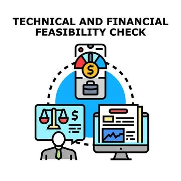 Technical and financial feasibility check evaluation concept 스톡 일러스트