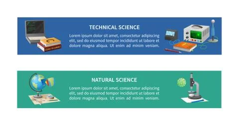 Technical and Natural Sciences Posters with Text Illustrazione stock