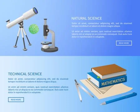 Technical and Natural Sciences Web Posters Vector Stock Illustration
