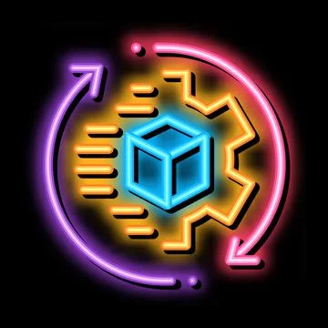 Technical aspect of sending neon glow icon illustration Stock Illustration