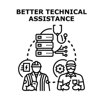 Technical assistance concept with engineers and support team イラスト素材