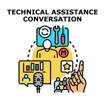 Technical assistance conversation and support concept Stock Illustration