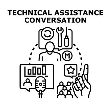 Technical assistance conversation and support concept Stock Illustration