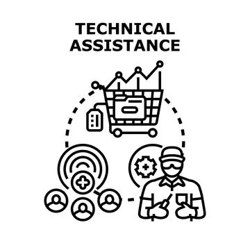 Technical assistance providing online support service Stockillustratie