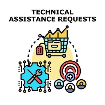 Technical assistance requests concept illustration Illustrazione stock