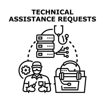 Technical assistance requests concept illustration Stock Illustration