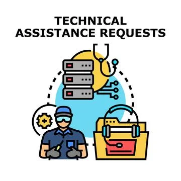 Technical assistance requests concept illustration 库存插图