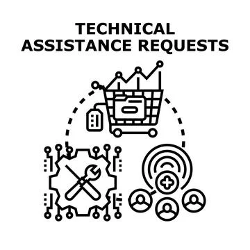 Technical assistance requests concept illustration Stock Illustration