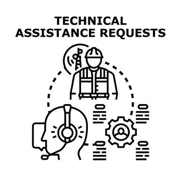 Technical assistance requests support service planning Stock Illustration