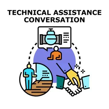 Technical assistance service providing customer support consultation Stock Illustration
