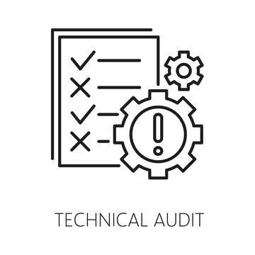 Technical audit. Web audit isolated thin line icon Stock Illustration