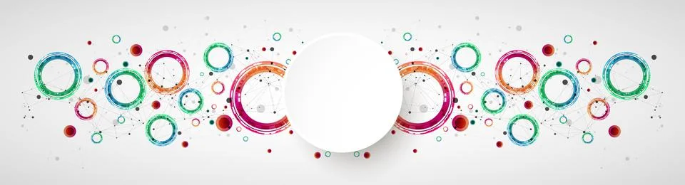 Technical background with plexus effect and made of techno circles. イラスト素材