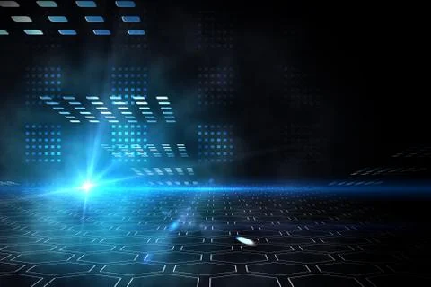 Technical background with squares and hexagon pattern Illustrazione stock