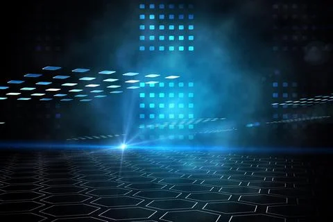 Technical background with squares and hexagon pattern Illustrazione stock