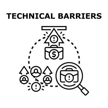 Technical barriers preventing business growth and problem solving Stock Illustration