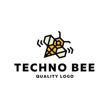 Technical bee vibration dynamics wings, a flat logo art Stock Illustration