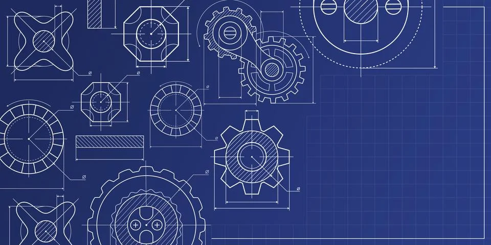 Technical blueprint background, mechanical pattern Иллюстрация