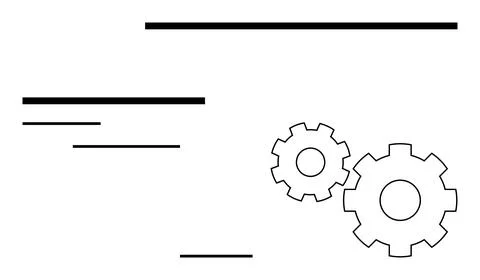 Technical Blueprint with Gears and Horizontal Line Elements for Engineering.. Stock Illustration