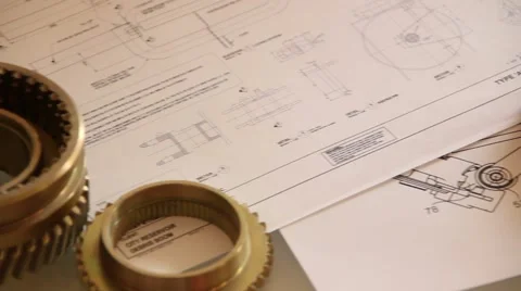 Technical book and notes on a desk of a study Stock Footage 47323186