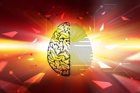 Technical brain  in color background Stock Illustration
